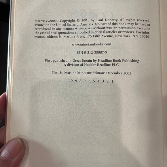 Corpse Candle by P.C. Doherty - First Edition - Picture 3 of 3